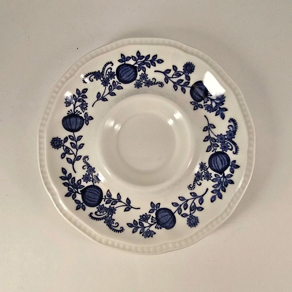 Kensington Blue Onion ironstone Floral Saucers Set of 4 Blue White